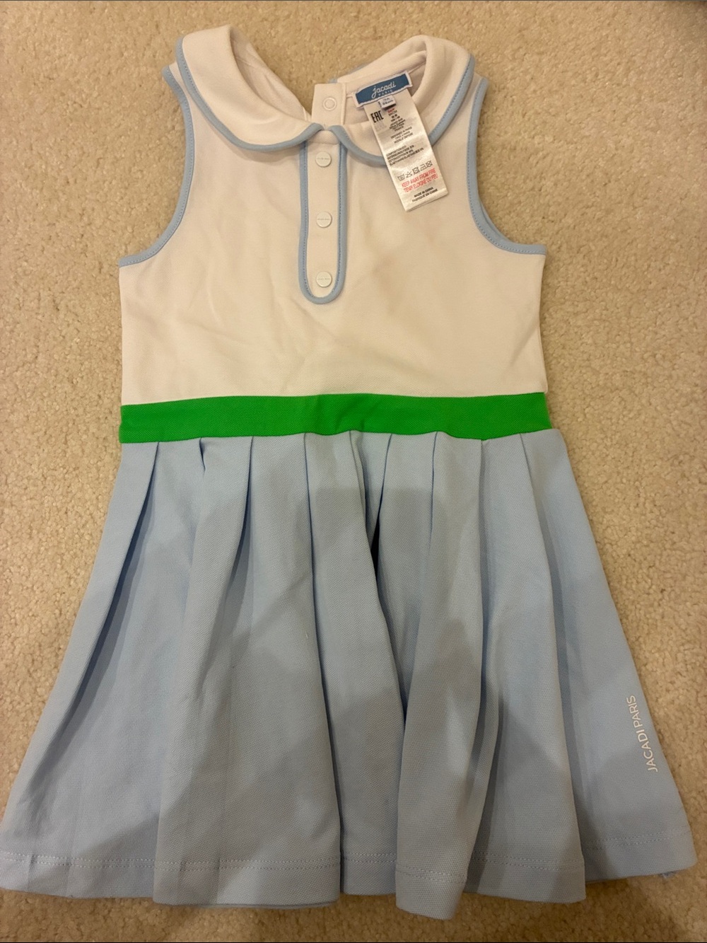 Jacadi White, Light Blue & Green Sleeveless Tennis Dress